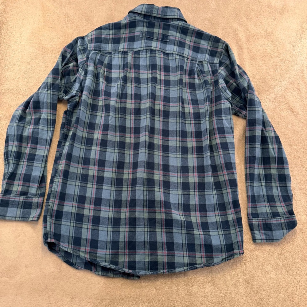 Duluth Trading Co Flannel Plaid Button Down Shirt 100% Cotton Blue Men Sz M - Picture 7 of 8